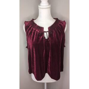 Free People Velvet Tank Small Burgundy Boho Sleeveless Top